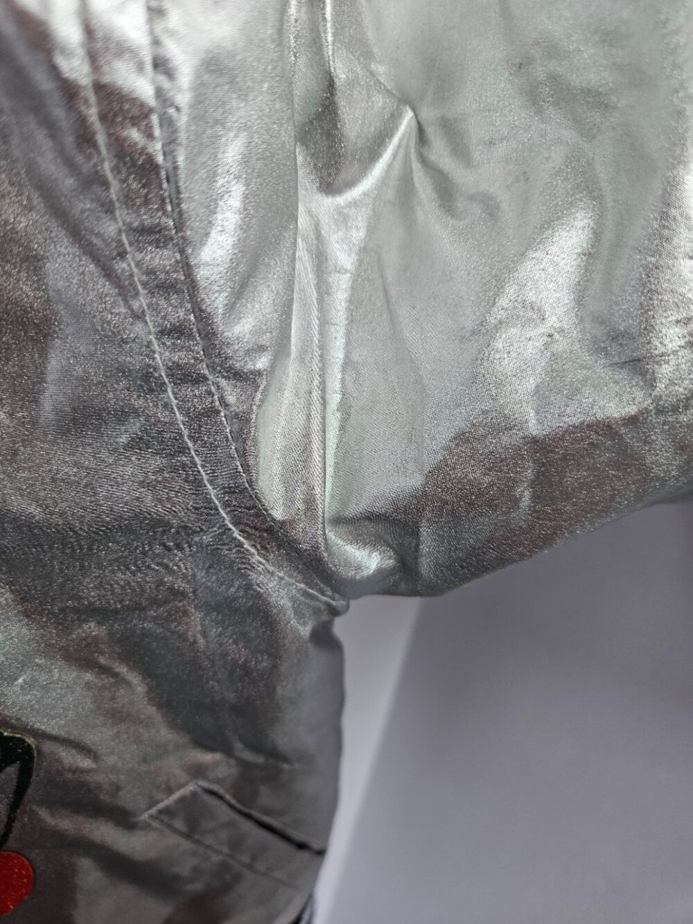 Rockets of Awesome Silver Metallic Bomber Jacket with Patches - Size 4 - Picture 9 of 15